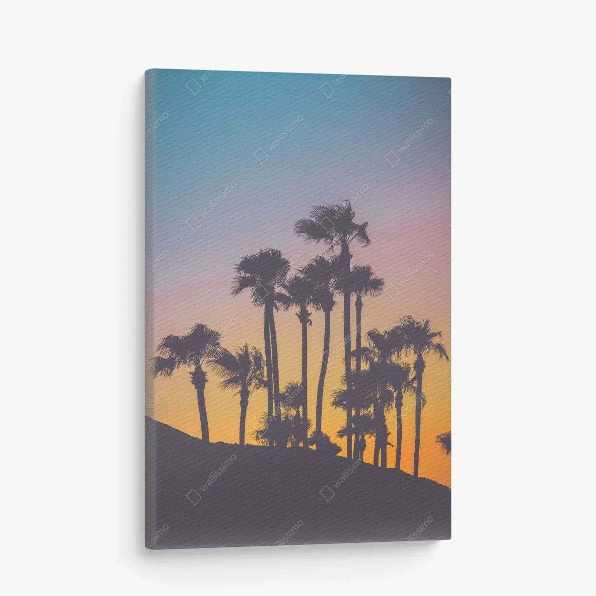 Leinwandbild retro tropische palmen bei sonnenuntergang – Pixers®