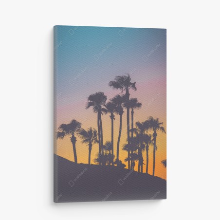 Leinwandbild retro tropische palmen bei sonnenuntergang – Pixers®