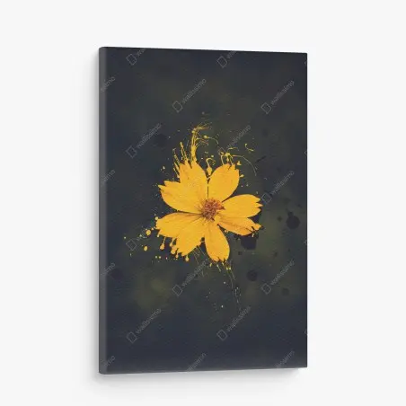 Leinwandbild leuchtende gelbe blüte auf dunklem hintergrund – Pixers®