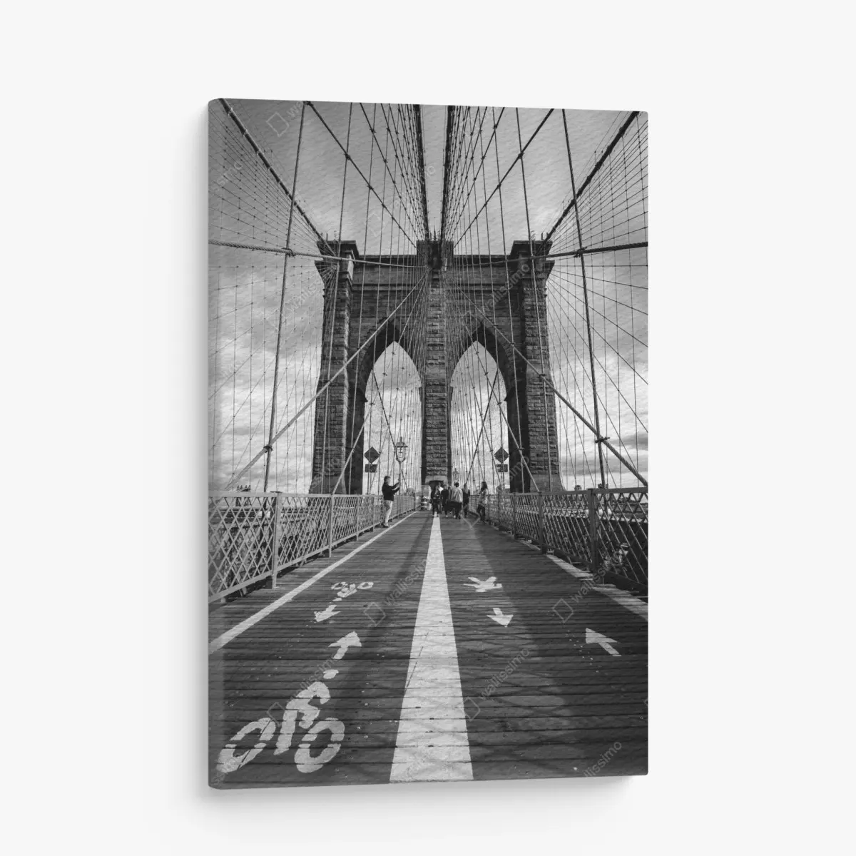 Leinwandbild Brooklyn Bridge perspektive in monochrom – Pixers®
