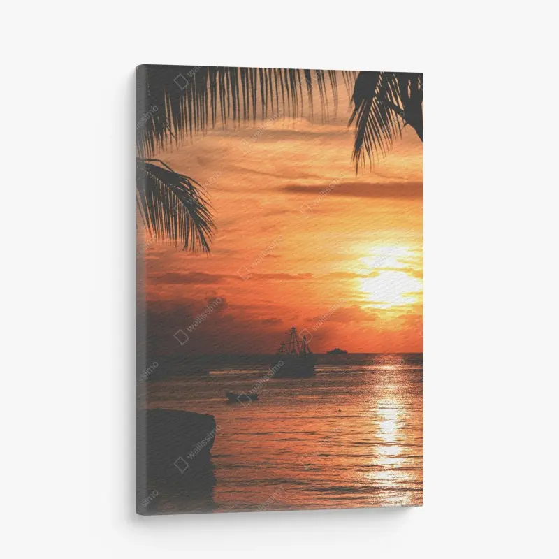 Leinwandbild tropischer sonnenuntergang am meer