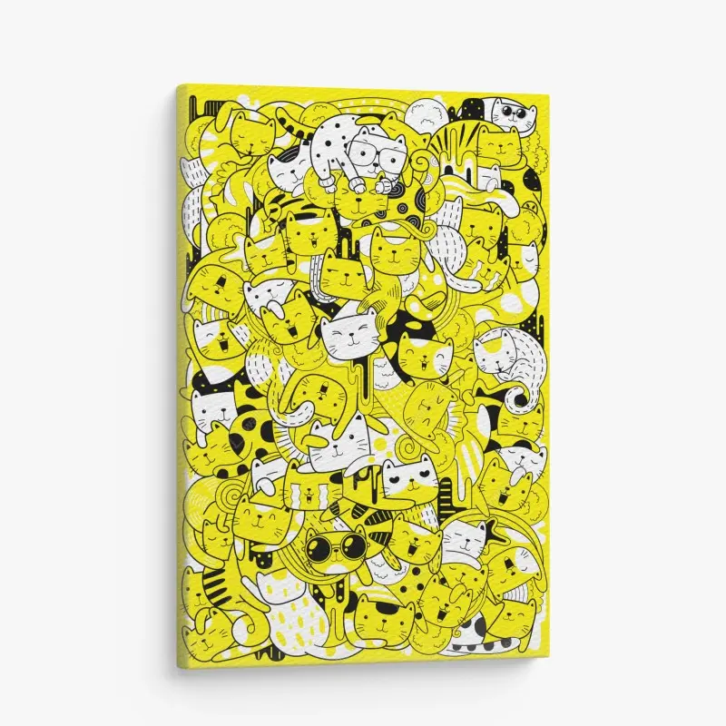 Leinwandbild verspielte gelbe katzen-collage
