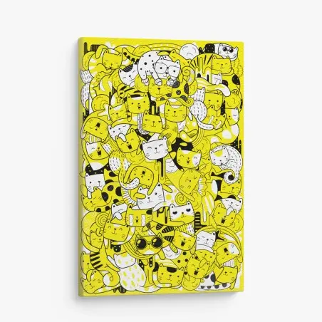 Leinwandbild verspielte gelbe katzen-collage – Pixers®