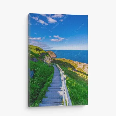 Leinwandbild küstenpfad mit blick auf das meer – Pixers®
