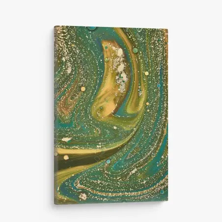 Leinwandbild grün-goldene flüssige marmorierte kunst – Pixers®