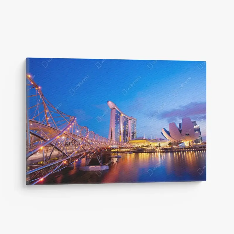 Leinwandbild stadtbild Marina Bay bei dämmerung