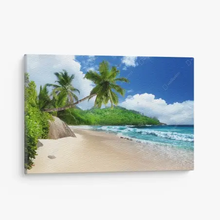 Leinwandbild ruhiger tropischer strand auf Mahe, Seychellen – Pixers®