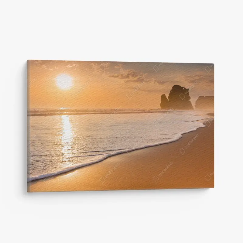 Leinwandbild goldener sonnenuntergang am strand