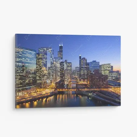 Leinwandbild Chicago skyline bei dämmerung – Pixers®