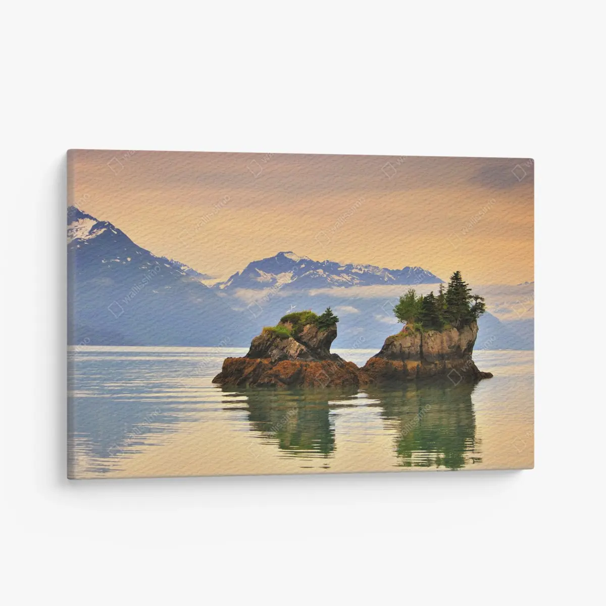 Leinwandbild ruhige inselspiegelungen bei sonnenuntergang – Pixers®