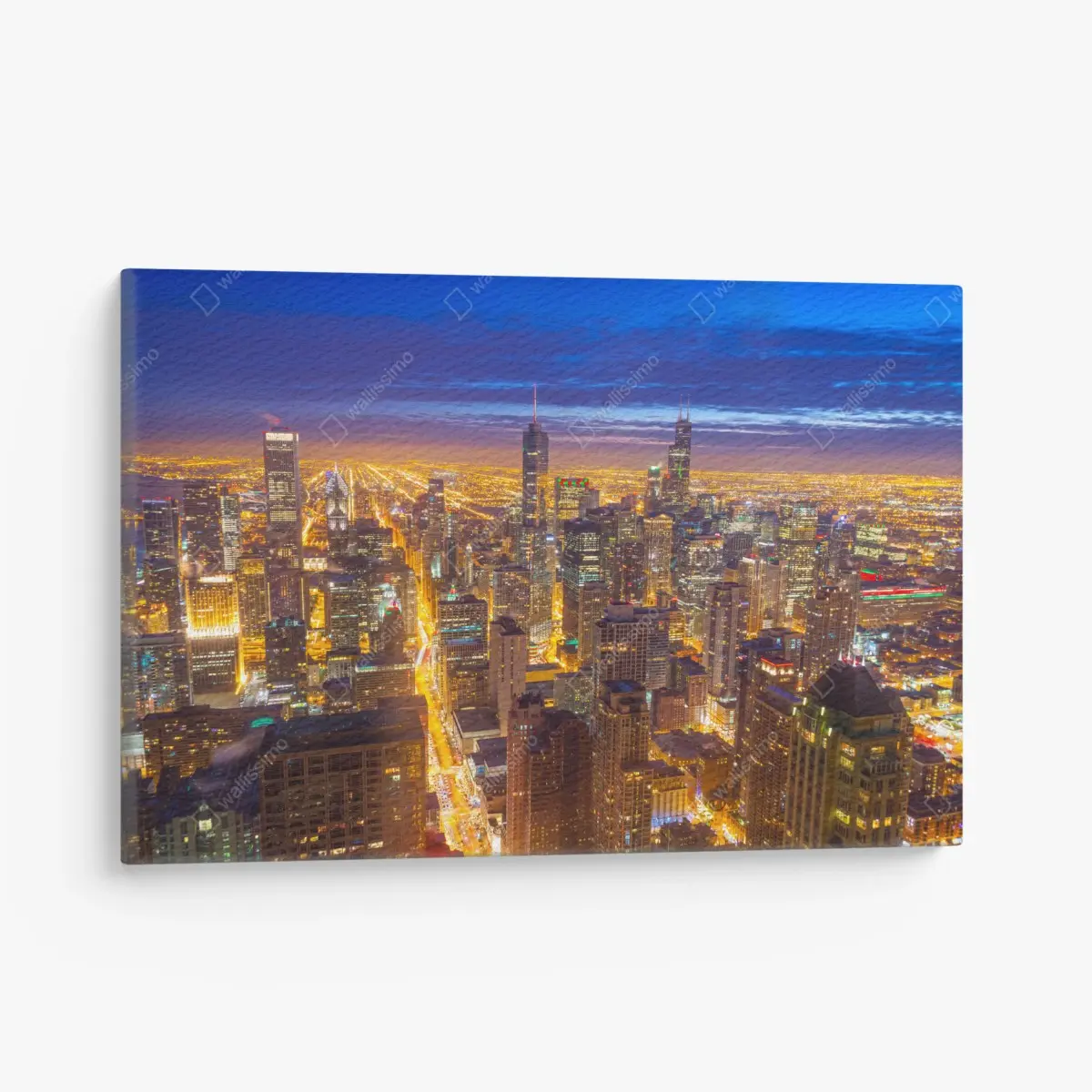 Leinwandbild Chicago nächtliche skyline panorama – Pixers®