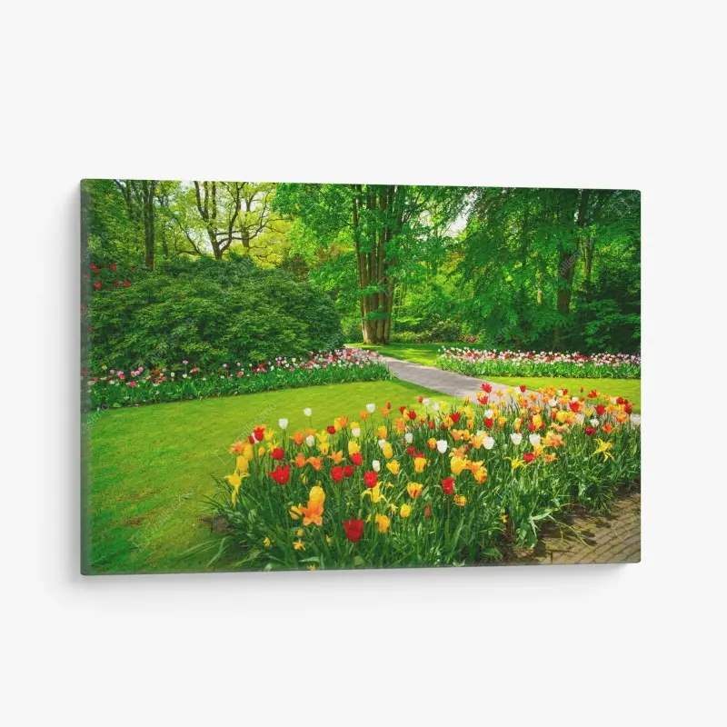 Leinwandbild lebendiger tulpengarten in Keukenhof