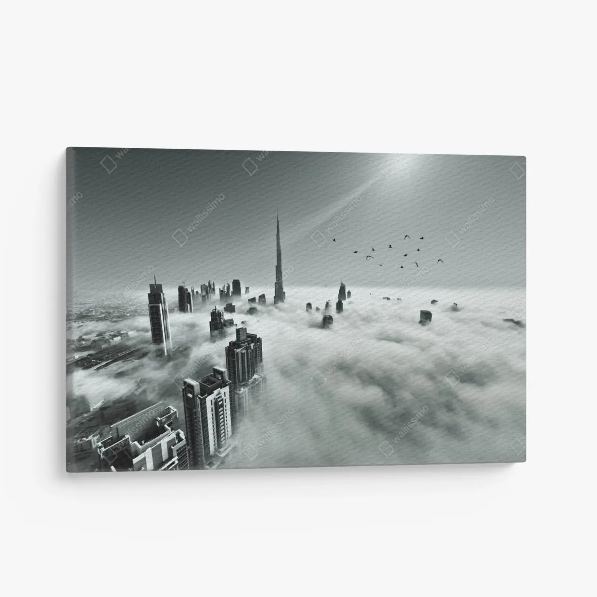 Leinwandbild neblige skyline von Dubai über den wolken – Pixers®