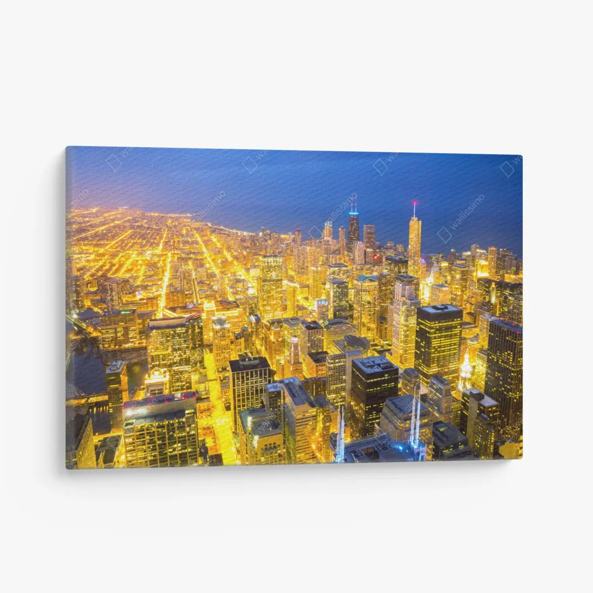 Leinwandbild luftaufnahme der nächtlichen skyline von Chicago – Pixers®