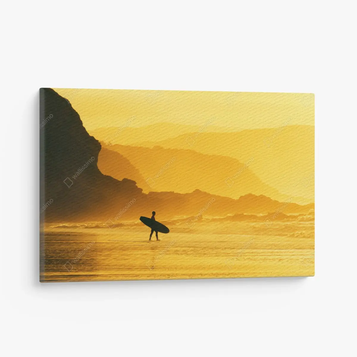 Leinwandbild surfer im goldenen sonnenuntergang – Pixers®