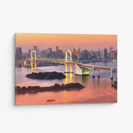 Leinwandbild Tokio skyline bei sonnenuntergang – Pixers®