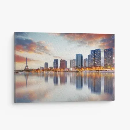 Leinwandbild Paris skyline bei sonnenuntergang mit Eiffelturm – Pixers®