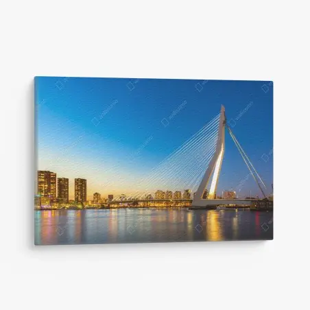 Leinwandbild Rotterdam Erasmusbrücke bei dämmerung – Pixers®