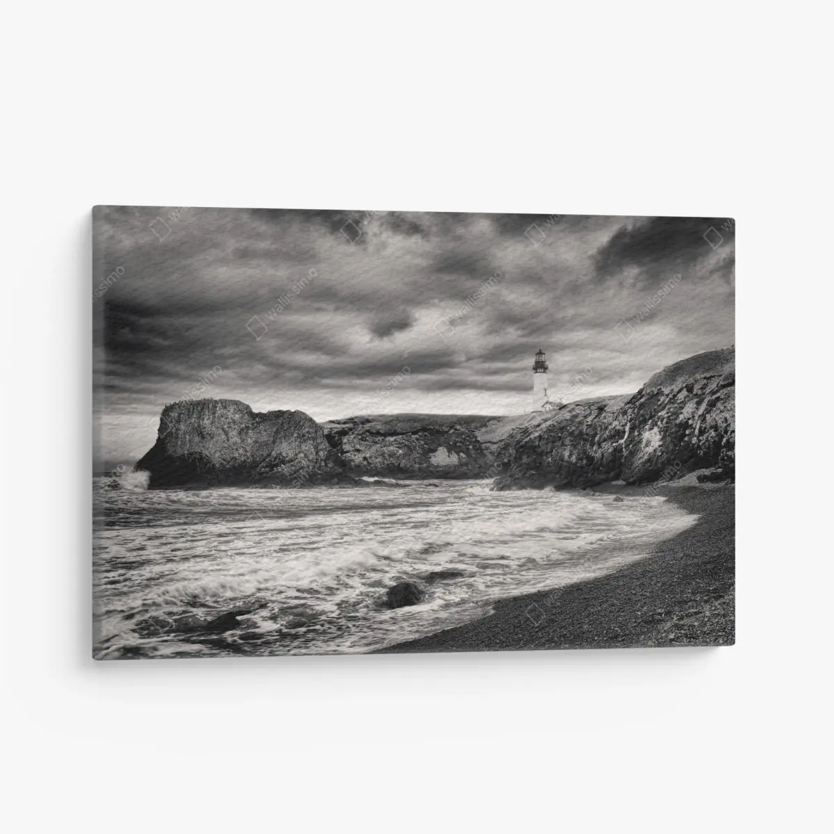 Leinwandbild leuchtturm Yaquina Bay an stürmischer küste – Pixers®