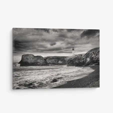 Leinwandbild leuchtturm Yaquina Bay an stürmischer küste – Pixers®