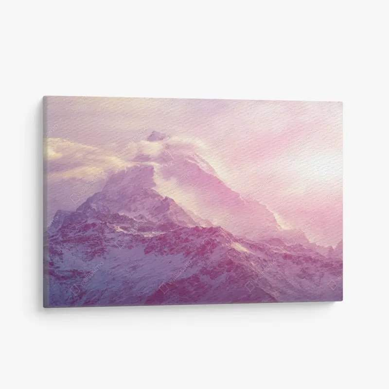 Leinwandbild pastellfarbener sonnenaufgang über den bergen