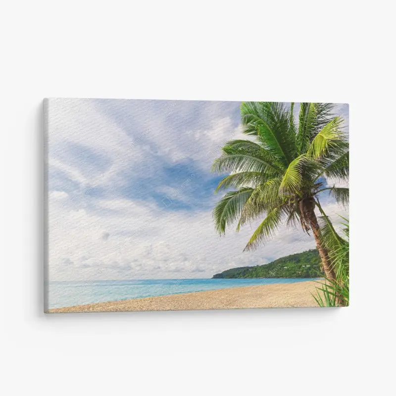 Leinwandbild tropischer strand in Phuket mit palme