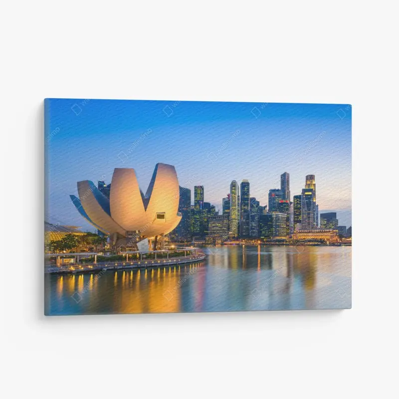 Leinwandbild Singapur skyline bei dämmerung