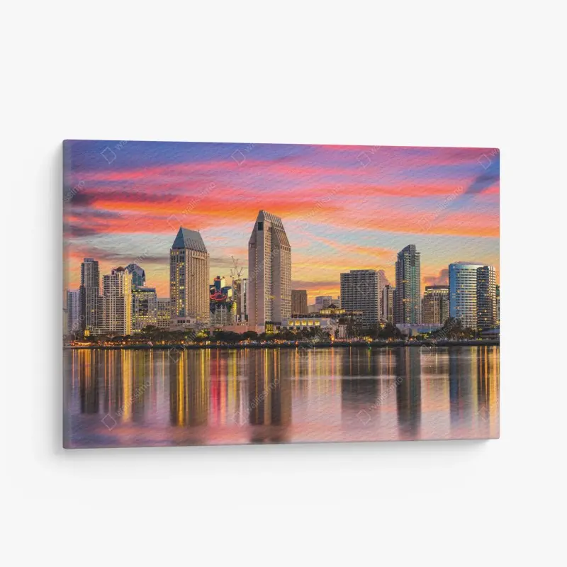 Leinwandbild San Diego skyline bei sonnenuntergang