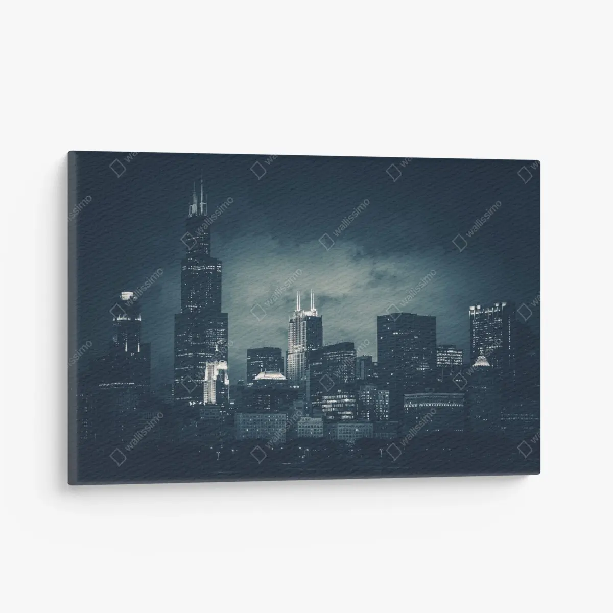 Leinwandbild Chicago skyline in tiefblauen tönen – Pixers®