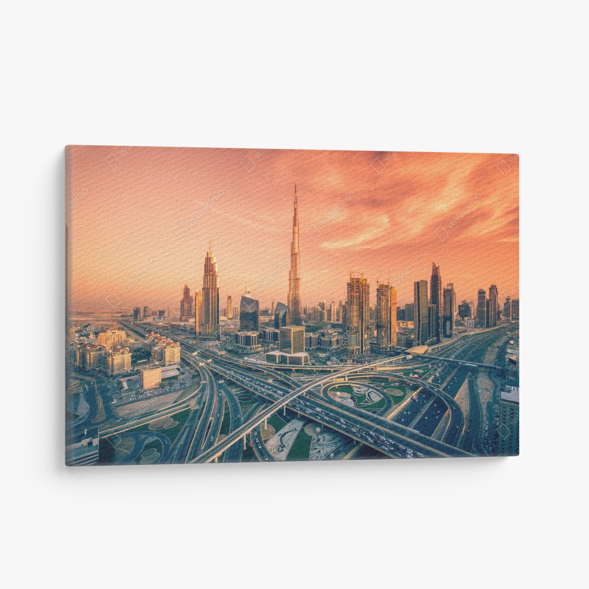 Leinwandbild Dubai skyline bei sonnenuntergang – Pixers®