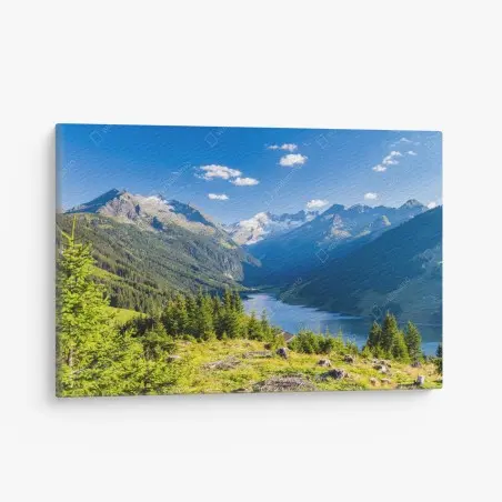 Leinwandbild ruhiges tal mit alpensee – Pixers®