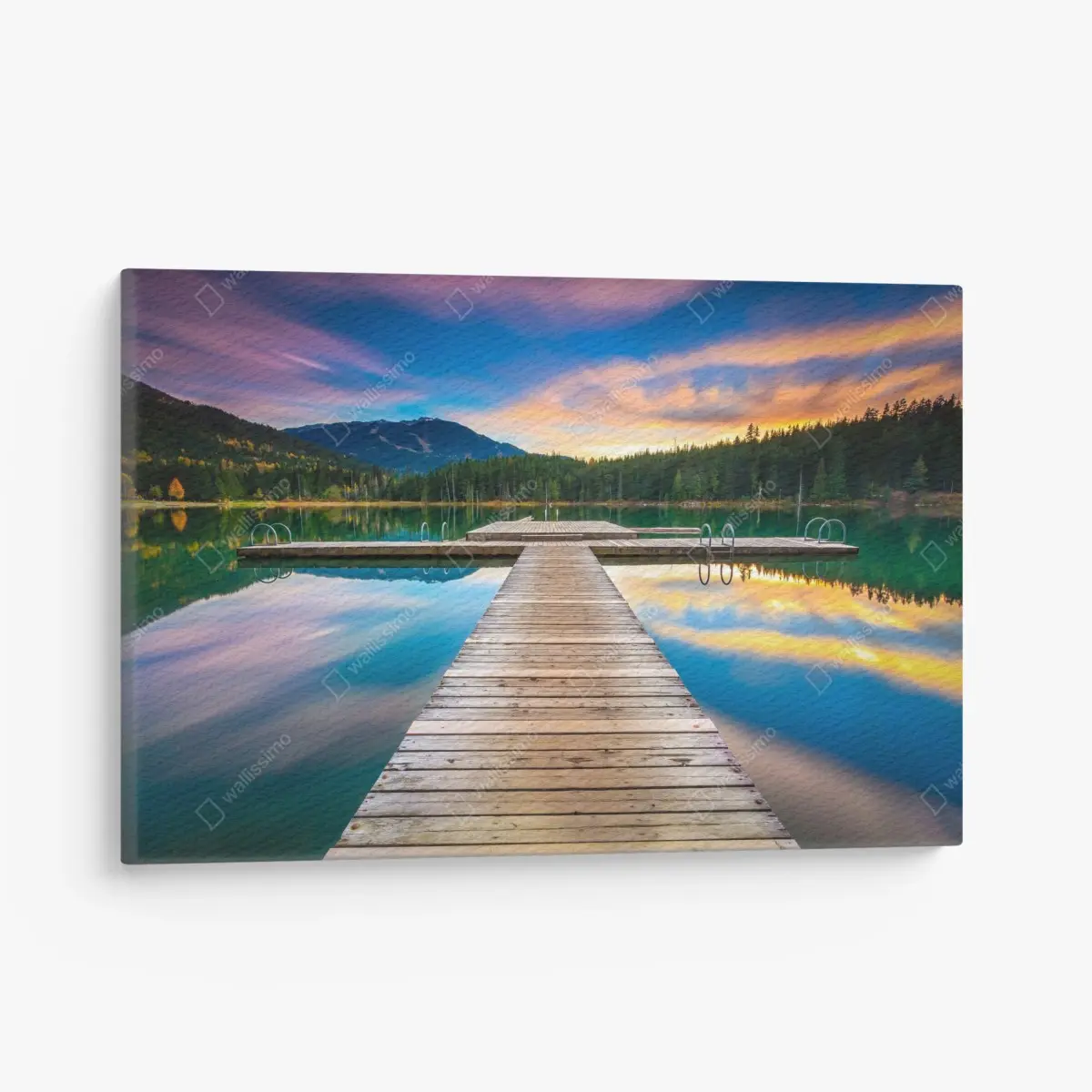 Leinwandbild ruhiger bergsee im sonnenuntergang – Pixers®