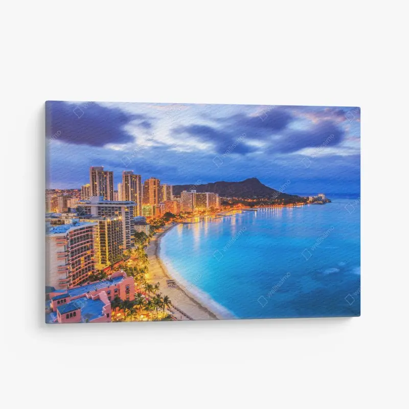 Leinwandbild Honolulu skyline bei dämmerung