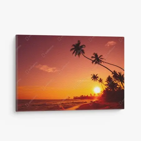 Leinwandbild tropischer sonnenuntergang am strand – Pixers®