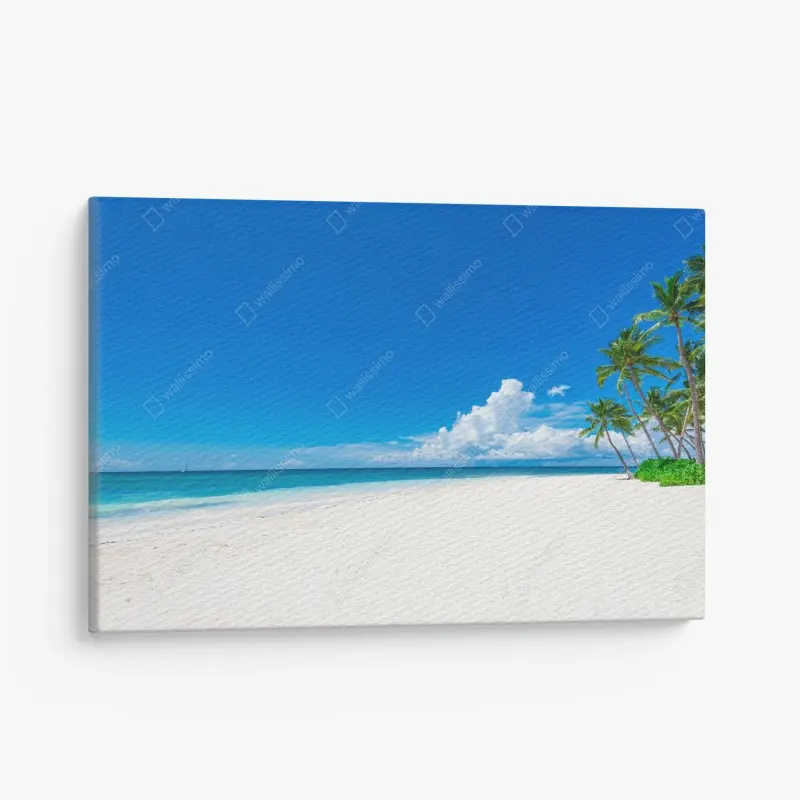 Leinwandbild tropischer strand mit palmen