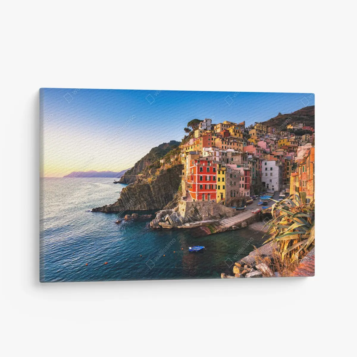 Leinwandbild sonnenuntergang über Riomaggiore, Cinque Terre – Pixers®