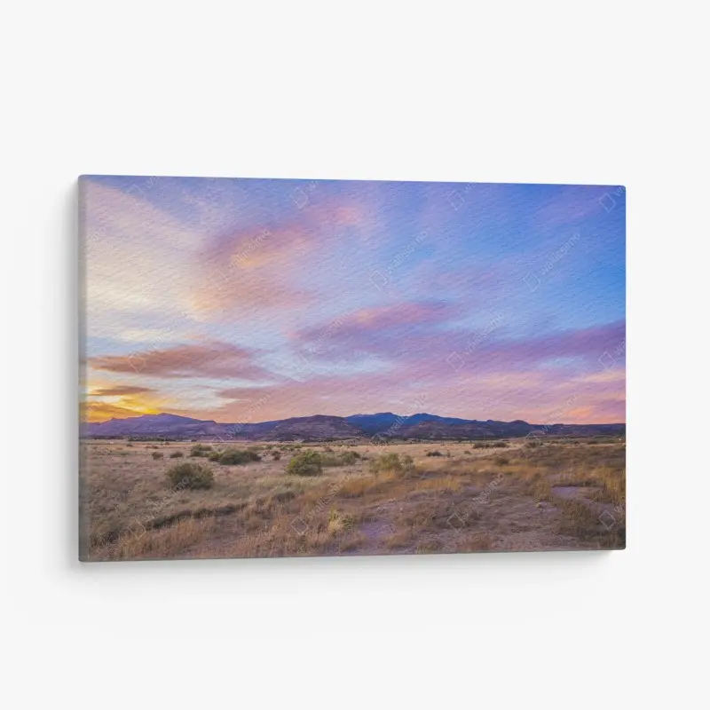 Leinwandbild pastellsonnenuntergang über wüstenbergen