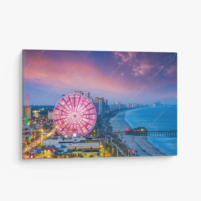 Leinwandbild Myrtle Beach sonnenuntergang skyline mit riesenrad