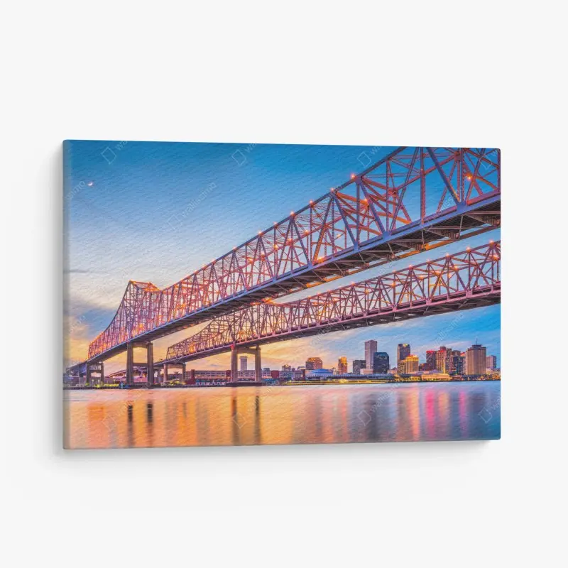 Leinwandbild Crescent City Connection brücke bei sonnenuntergang, New Orleans