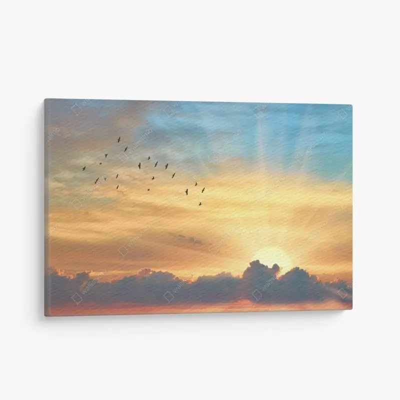 Leinwandbild goldener sonnenaufgang über den wolken