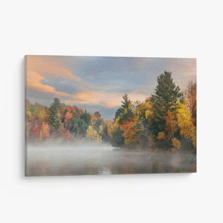 Leinwandbild nebliger herbstmorgen in Stowe – Pixers®