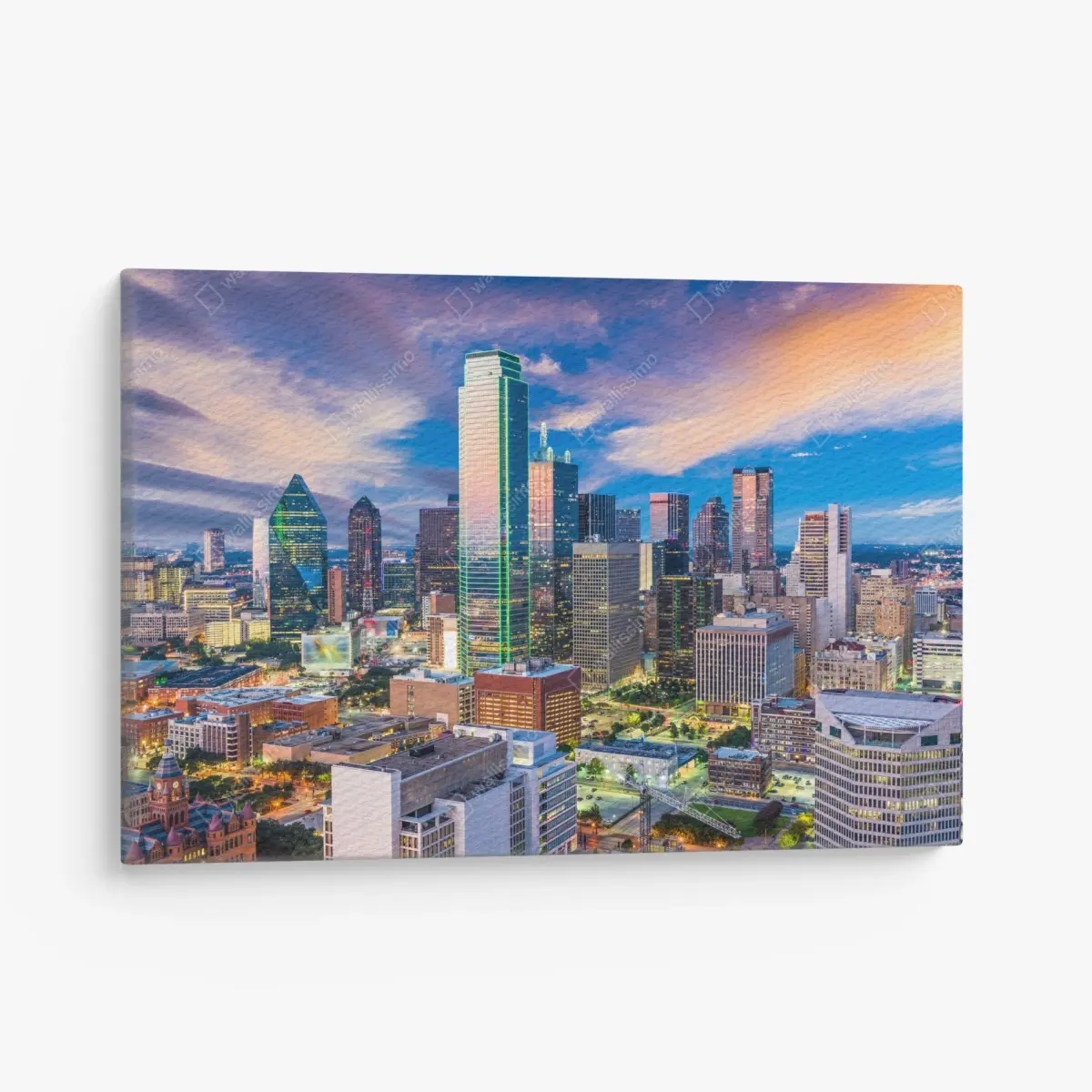 Leinwandbild Dallas skyline bei sonnenuntergang – Pixers®