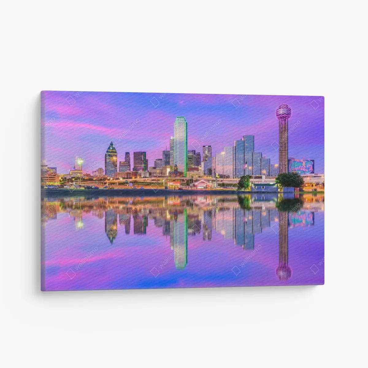 Leinwandbild Dallas skyline im violetten abendlicht – Pixers®