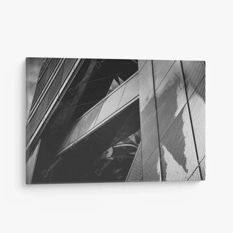 Leinwandbild geometrische moderne fassade in schwarzweiß