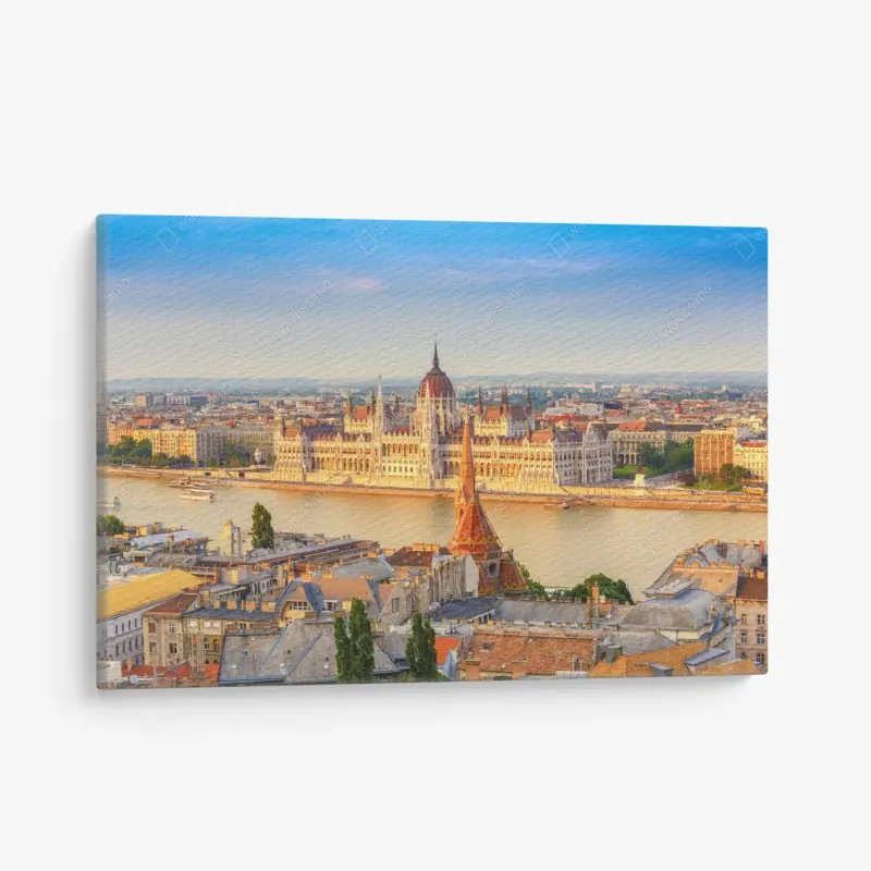 Leinwandbild Budapest skyline mit dem ungarischen Parlament am Donauufer