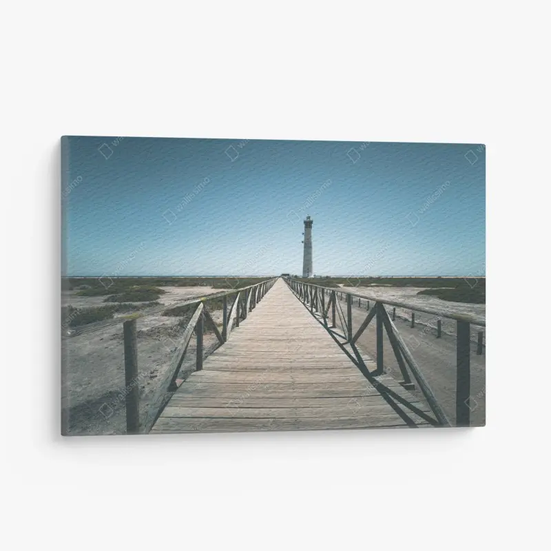 Leinwandbild leuchtturm am ende des stegs