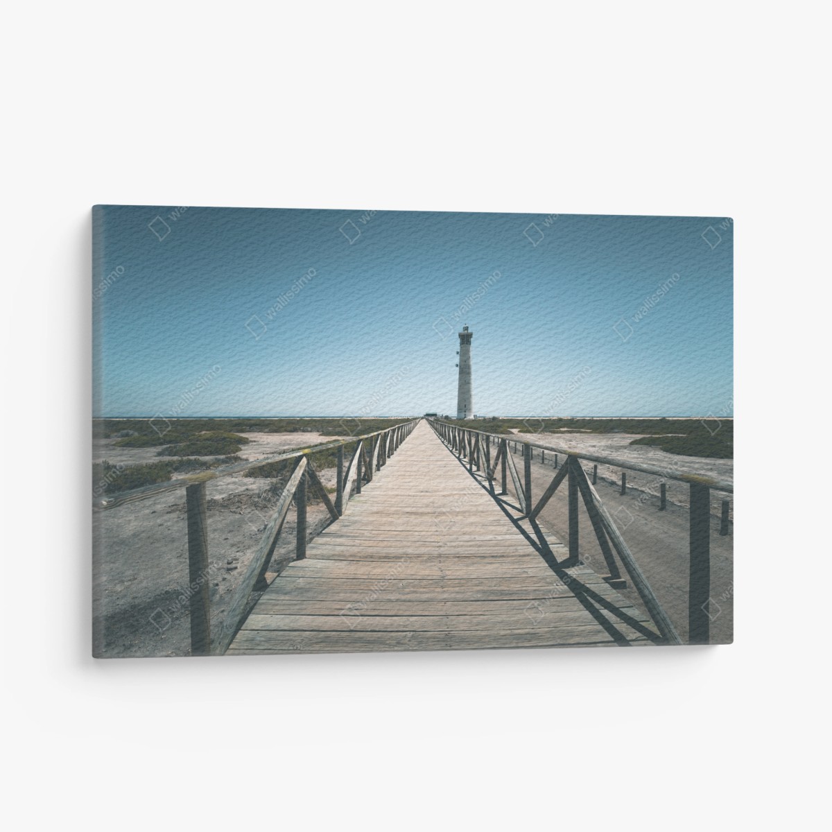 Leinwandbild leuchtturm am ende des stegs – Pixers®