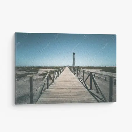 Leinwandbild leuchtturm am ende des stegs – Pixers®