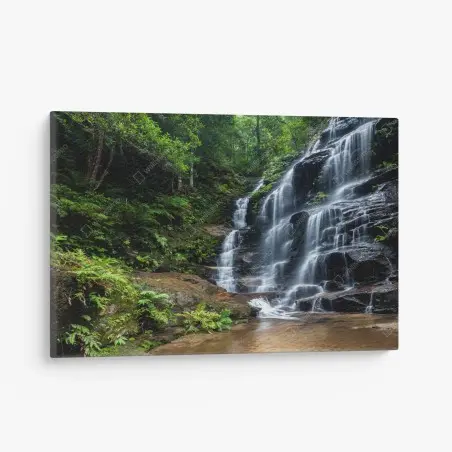 Leinwandbild ruhiger wasserfall im wald – Pixers®