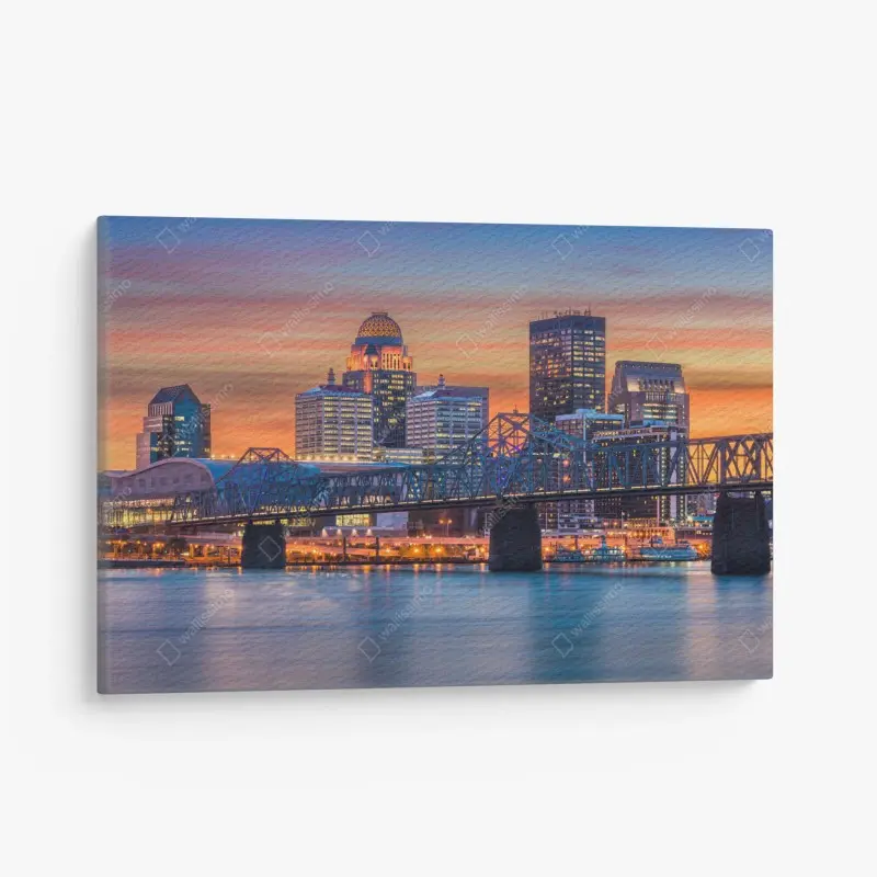 Leinwandbild Louisville skyline bei sonnenuntergang